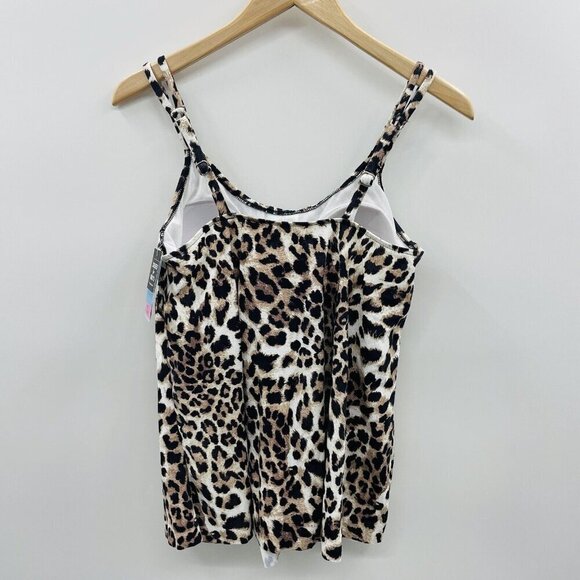 Swim Solutions Womens Size 14 Animal Printed Pleat-Front Tankini Top $78 887 - Picture 5 of 9